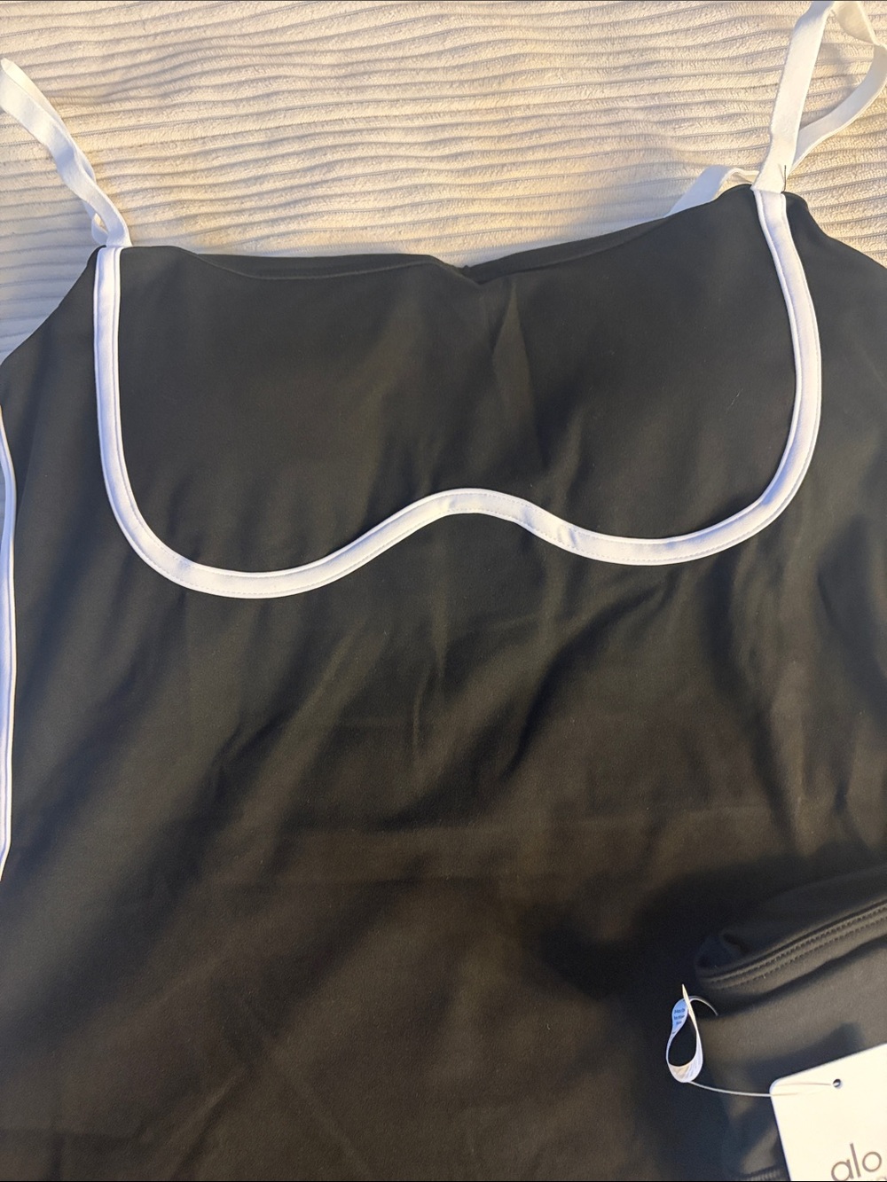 ALO Yoga Black Dress with White Piping - Picture 3 of 5